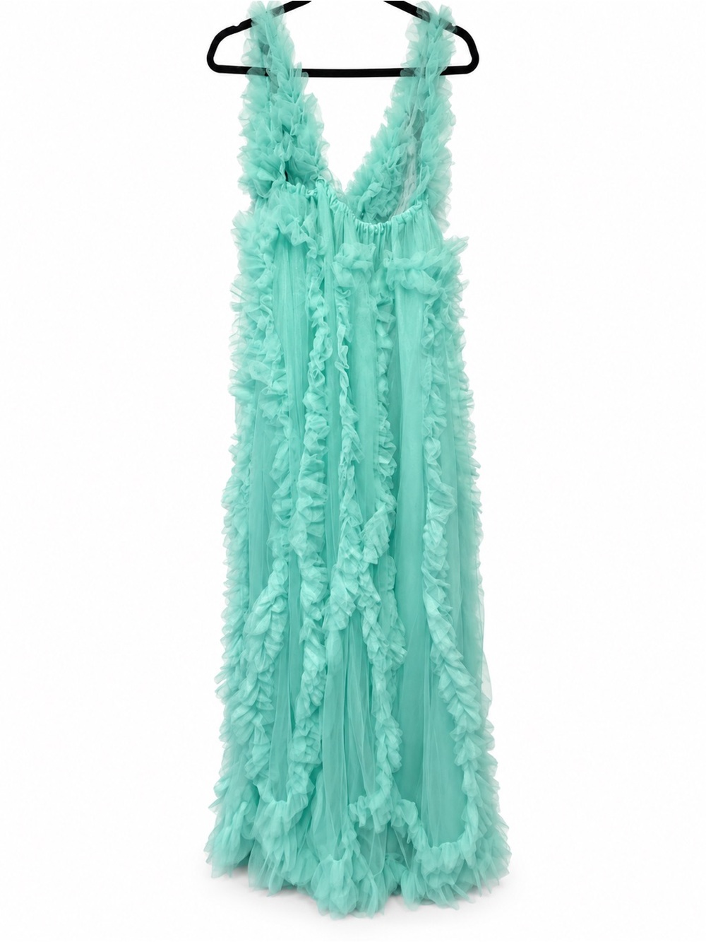 Maternity/bride photo shoot Ruffled V-Neck Maxi Dress in Aqua - Picture 2 of 5